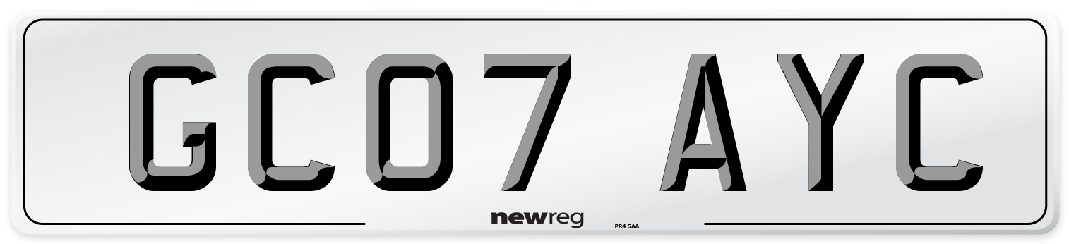 GC07 AYC Number Plate from New Reg